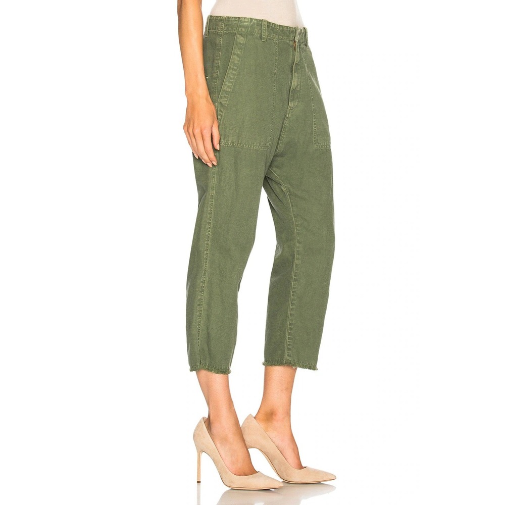 Nili Lotan Luna Pant Womens 00 Green Linen Cotton Relaxed Boho Slouchy